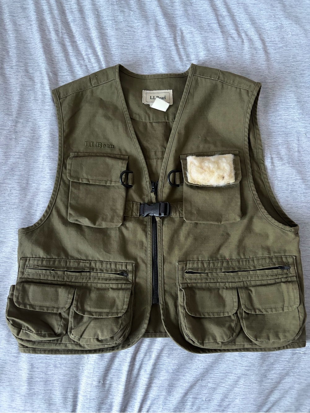 L.L. Bean Kids Olive Fishing Utility Vest